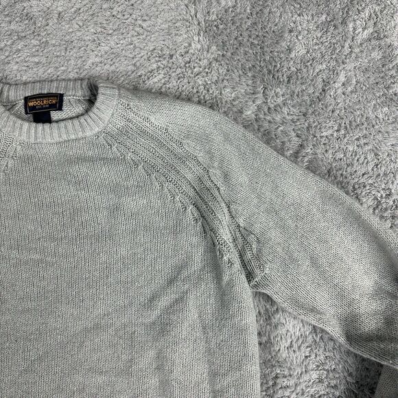 Woolrich Women's Cozy Ribbed Cable Knit Sweater M Grey Light Blue Wool Cashmere - Picture 6 of 16